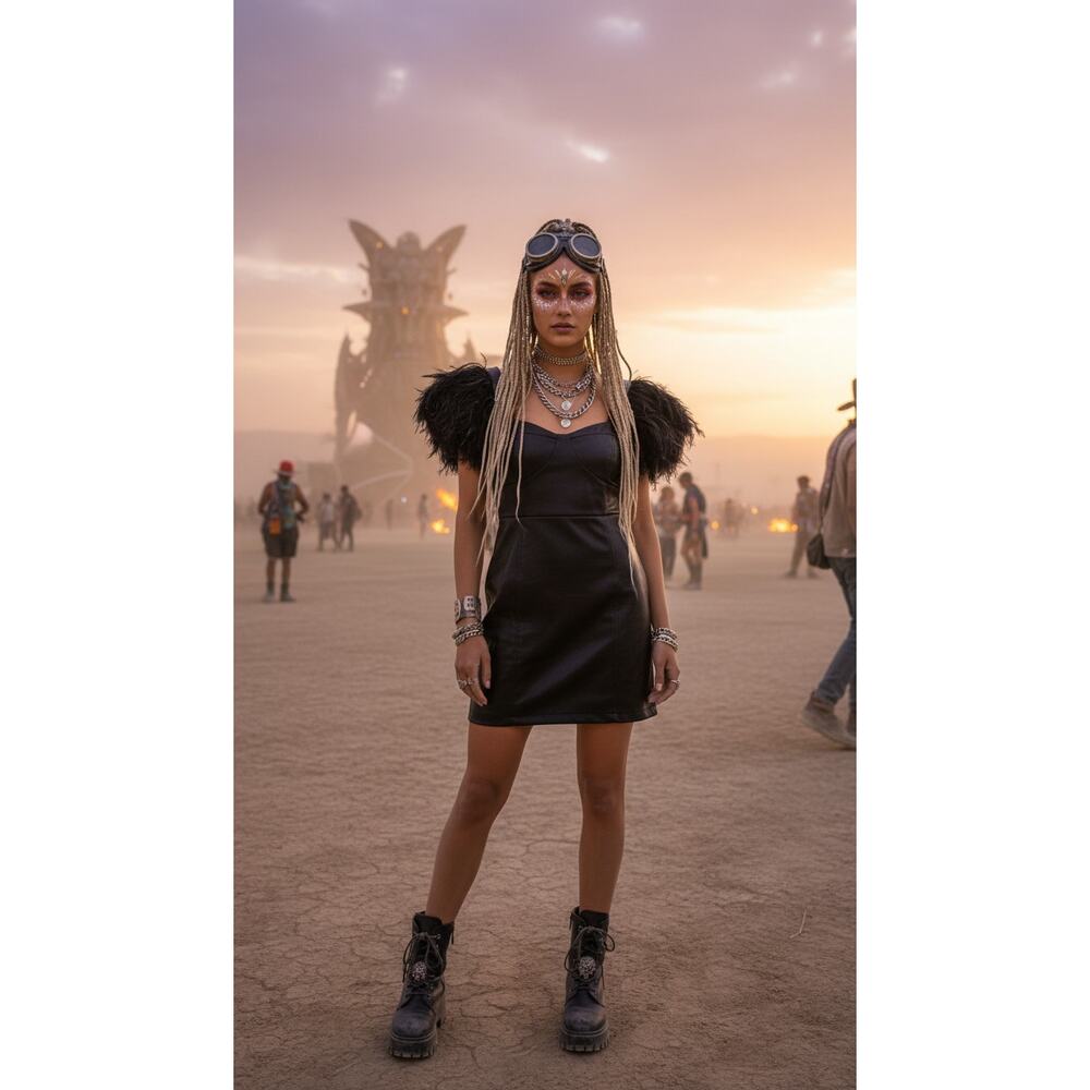 Nasty Gal Vegan Leather Mini Dress – Feather Shoulders, NWT